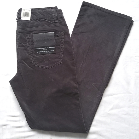 Calvin Klein Jeans Gunmetal Velvet Bootcut Pant NEW- Sz. 6 - Picture 2 of 6